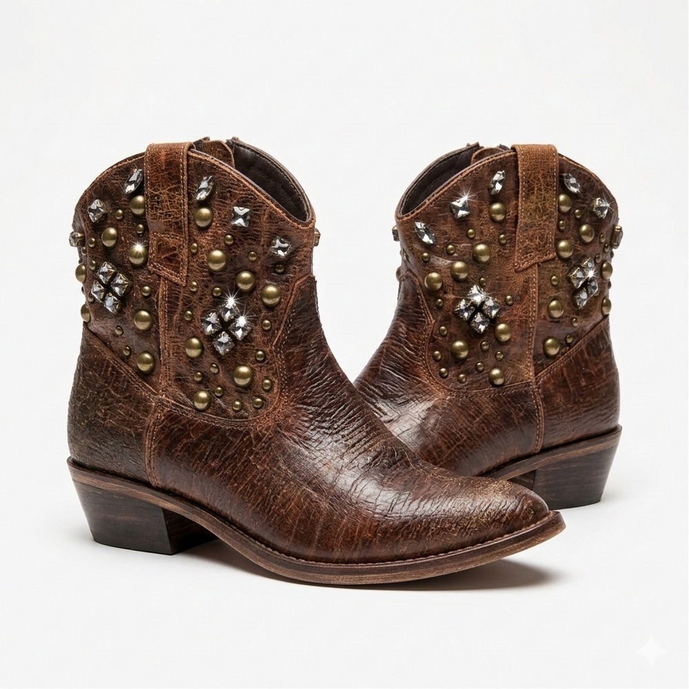 Steve Madden Womens Bronco Western Studded Boots 6.5